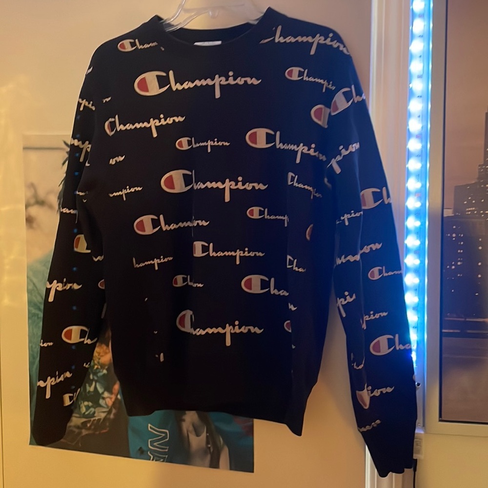 Champion crewneck all over print black and white medium